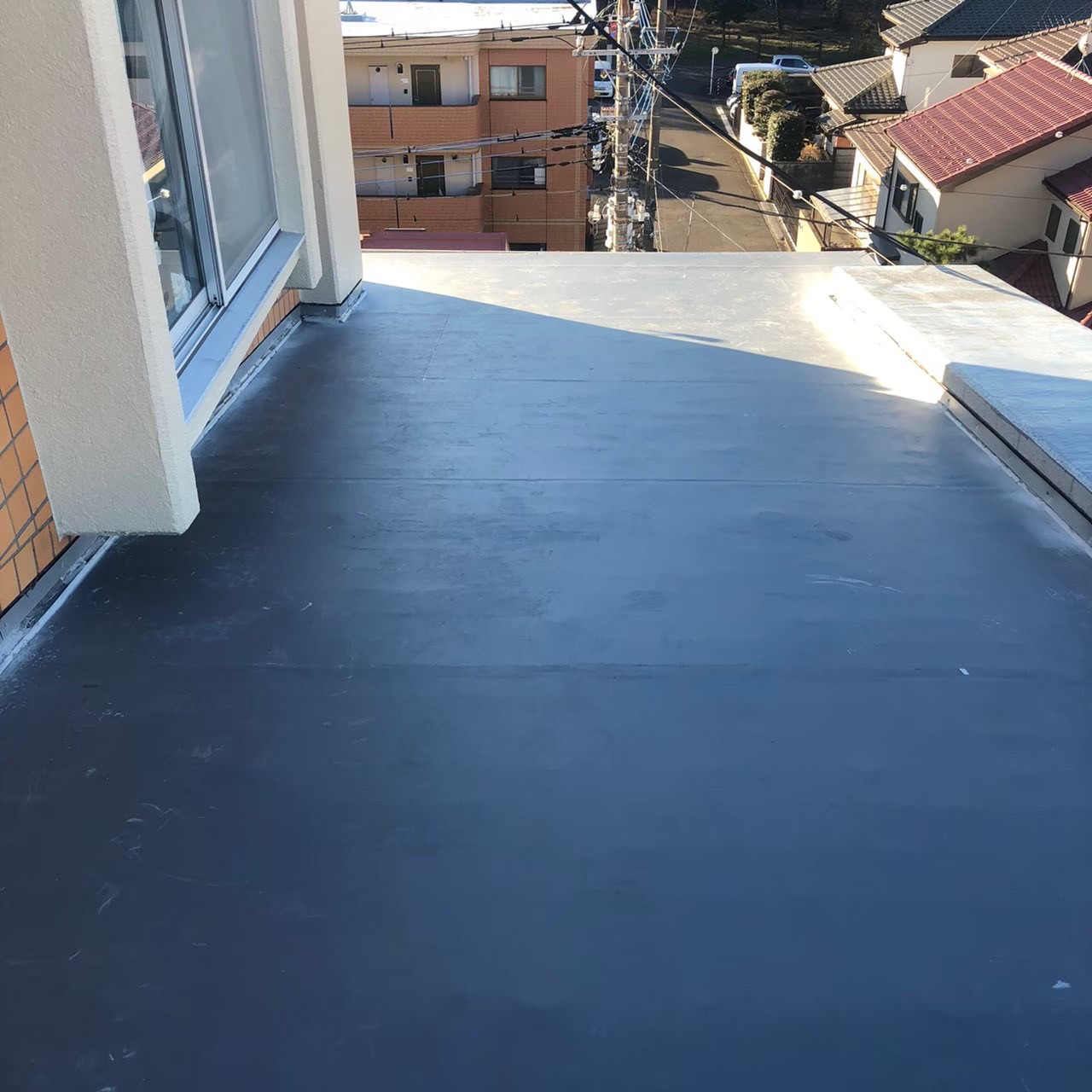 調布市マンション　塩ビシート防水　機械固定工法