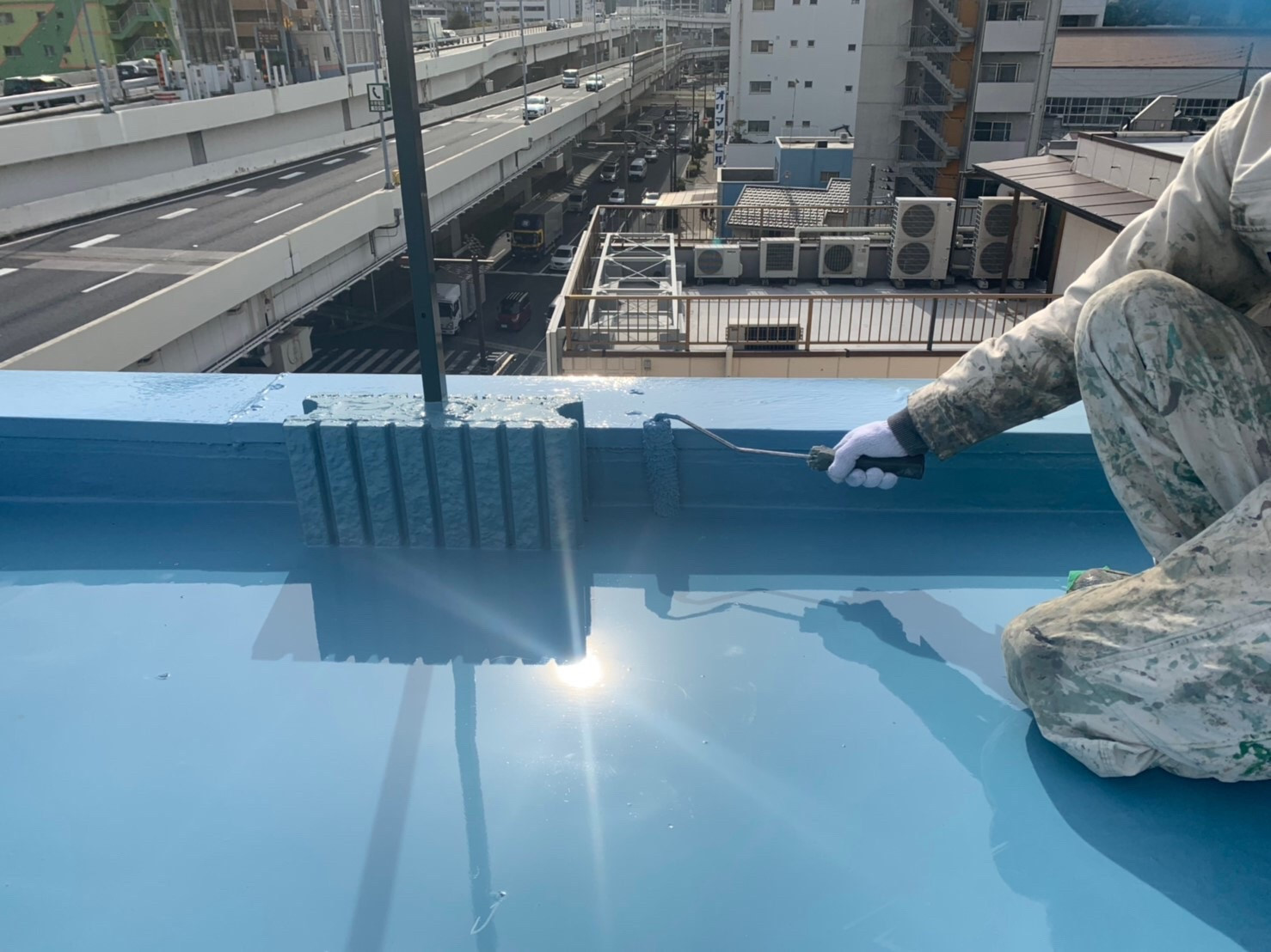 横浜市ビル　ウレタン防水　密着工法